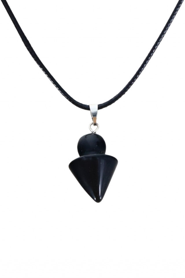 Pandantiv piatra semipretioasa cu lantisor, NO1811, Onix, 2.5 cm, Negru