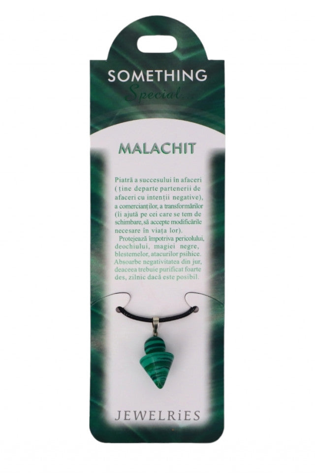 Pandantiv piatra semipretioasa cu lantisor, NO1812, Malachit, 2.5 cm, Verde