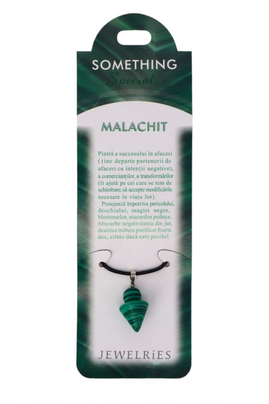 Pandantiv piatra semipretioasa cu lantisor, NO1812, Malachit, 2.5 cm, Verde