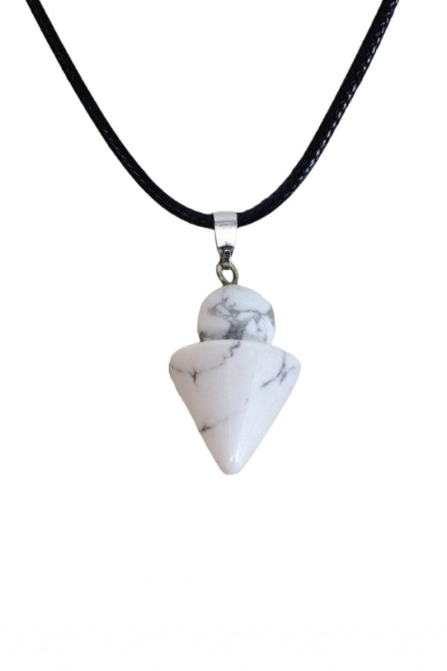 Pandantiv piatra semipretioasa cu lantisor, NO1814, Jasp, 2.5 cm, Alb
