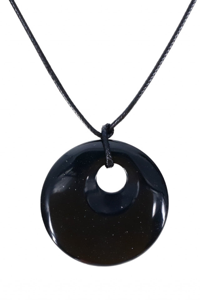 Pandantiv piatra semipretioasa cu lantisor, Onix, NO172, 4.5 cm, Negru