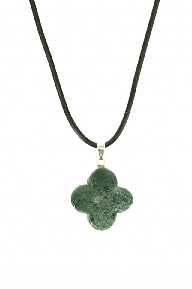 Pandantiv piatra semipretioasa cu lantisor, trifoi, NO154, Agata, 2.3 cm, Verde