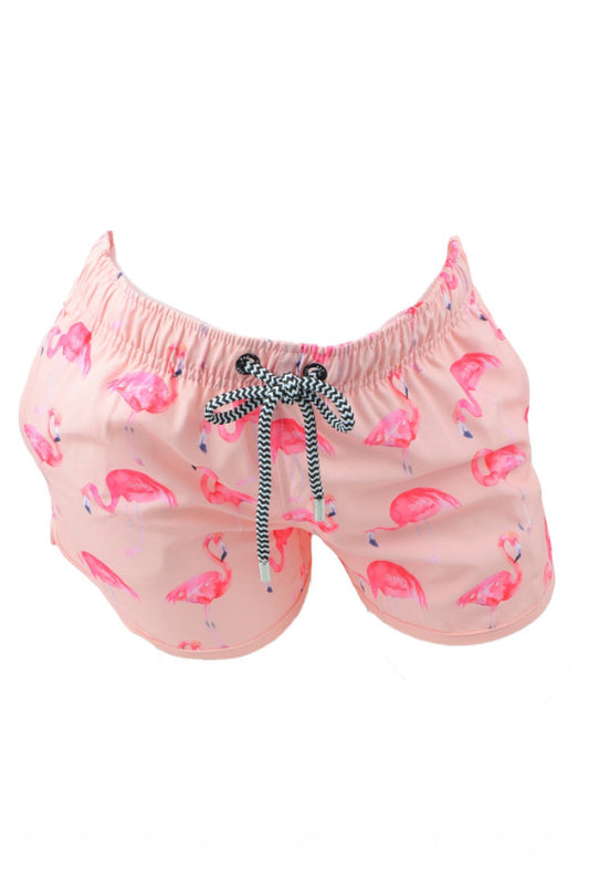 Pantaloni scurti dama, imprimeu flamingo, NO7655, S, Roz