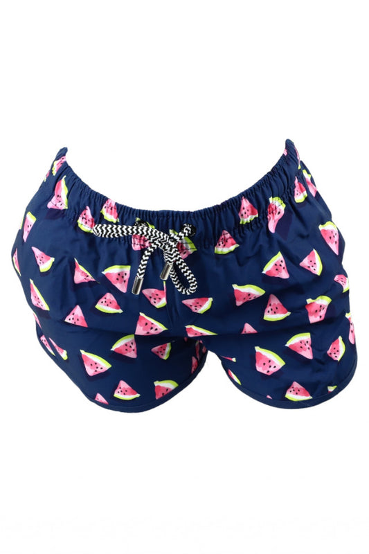 Pantaloni scurti dama, imprimeu pepene, NO6439, L, Bleumarin