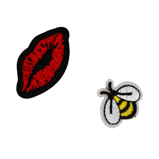 Patch brodat, Buze si albinuta, NO4236, 2 - 3 cm, Multicolor