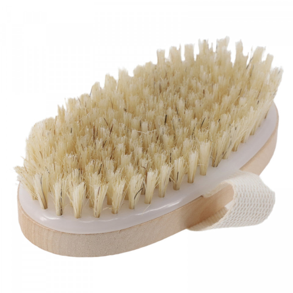 Perie de baie, Maner sustinere, Hemu, 10 cm, Maro