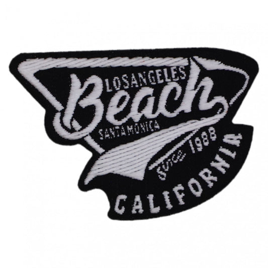 Petic textil, Patch brodat, Beach California, NO309, 3.4 x 5 cm, Alb / Negru