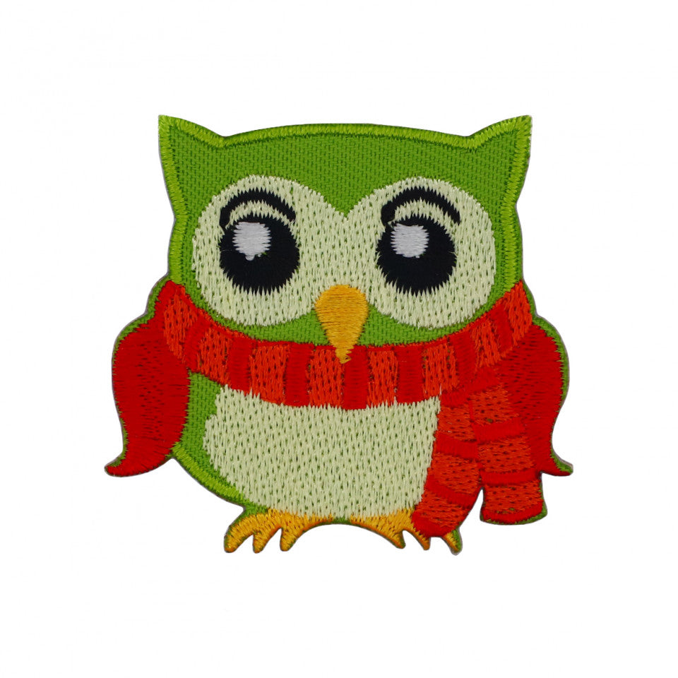 Petic textil / patch brodat, Bufnita, 5 x 5 cm, Multicolor