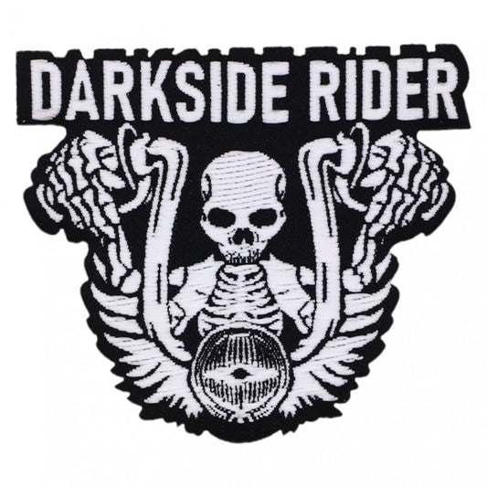 Petic textil, Patch brodat, Darkside Rider, NO2506, 6.4 x 5.5 cm, Alb / Negru