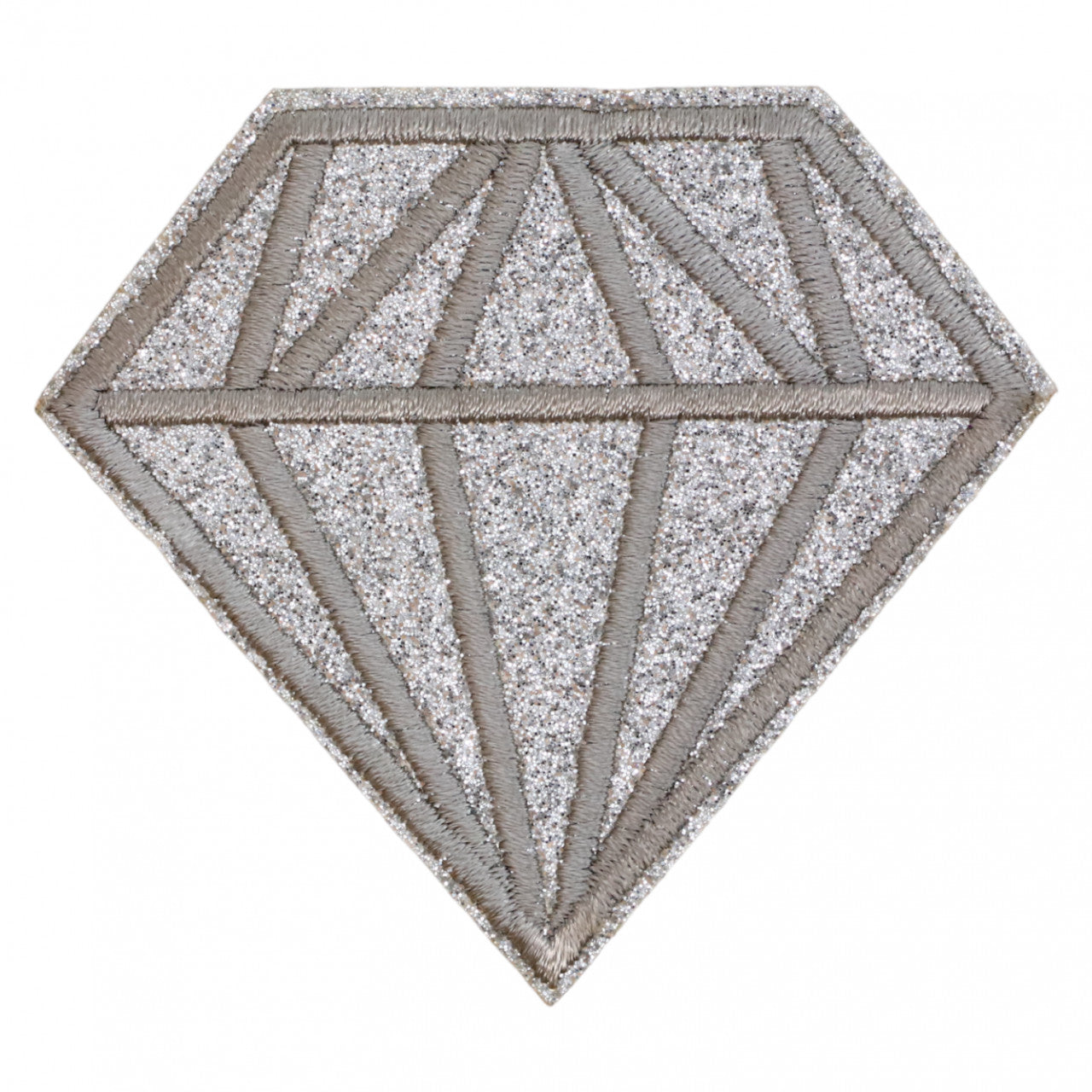 Petic textil, Patch brodat, Diamant, sclipici, NO5842, 6.7 x 7.5 cm, Argintiu