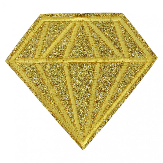 Petic textil, Patch brodat, Diamant, sclipici, NO7262, 6.7 x 7.5 cm, Galben