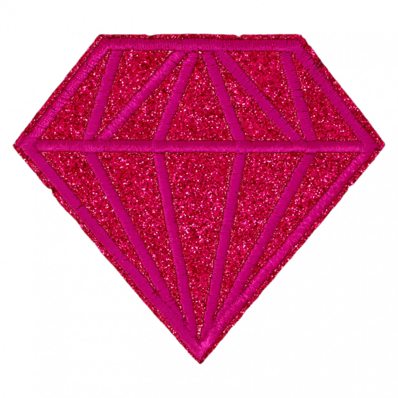 Petic textil, Patch brodat, Diamant, sclipici, NO8638, 6.7 x 7.5 cm, Roz