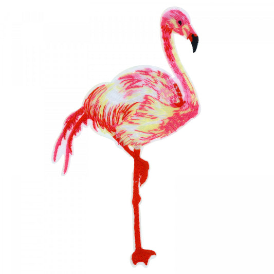 Petic textil / patch brodat, Flamingo, 14.8 x 9 cm, Multicolor