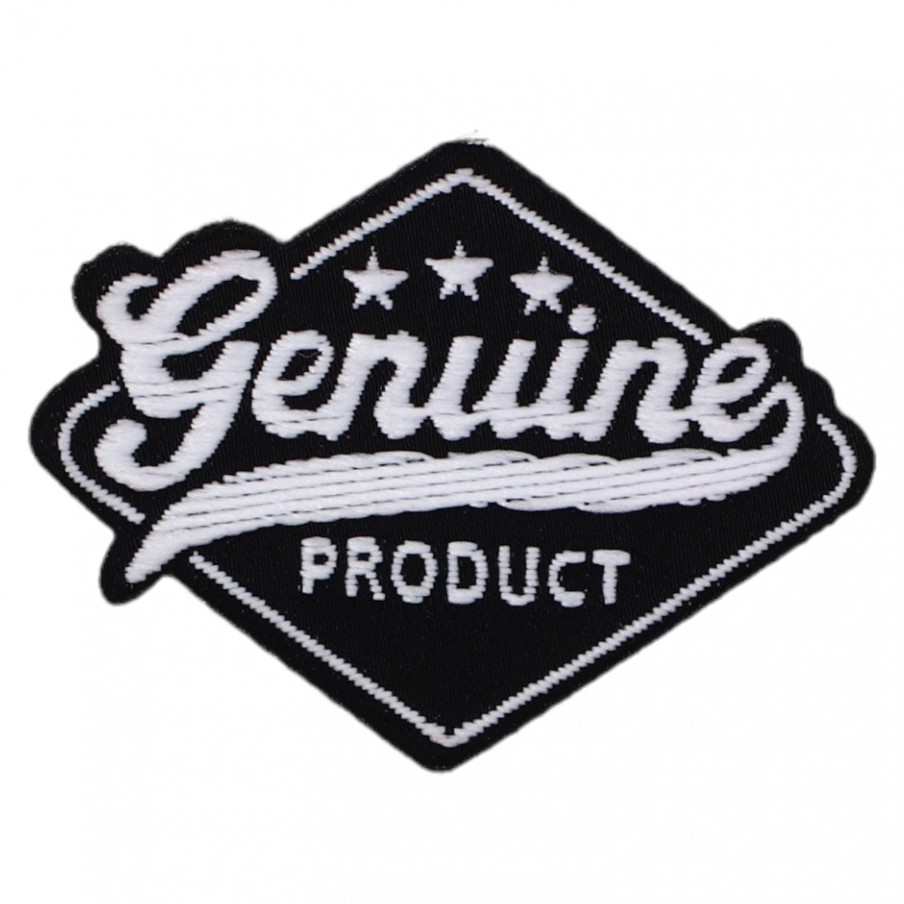 Petic textil, Patch brodat, Genuine product, NO5578, 3.5 x 4.7 cm, Alb / Negru