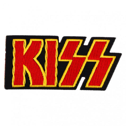 Petic textil, Patch brodat, Kiss, NO6683, 2.5 x 5.5 cm, Multicolor