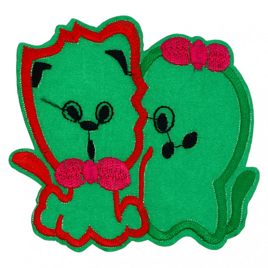 Petic textil, Patch brodat, Pisicute, NO1745, 7.9 x 7.3 cm, Verde