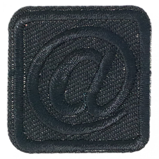 Petic textil, Patch brodat, Simbolul @, NO938, 3.2 cm, Negru