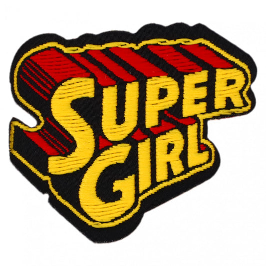 Petic textil, Patch brodat, Super Girl, NO498, 4 x 4.7 cm, Multicolor