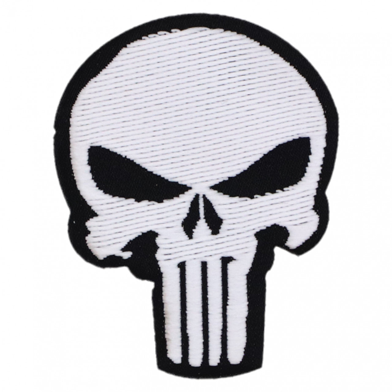 Petic textil, Patch brodat, The Punisher skull, NO1456, 4 x 5.2 cm, Alb / Negru