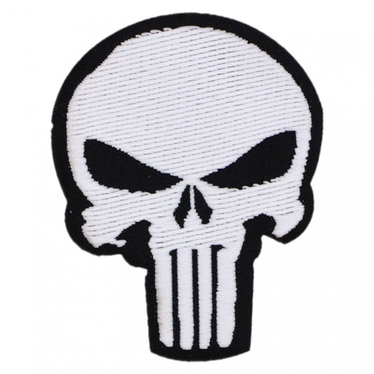 Petic textil, Patch brodat, The Punisher skull, NO1456, 4 x 5.2 cm, Alb / Negru
