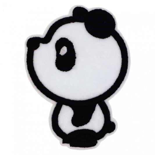 Petic textil, Patch brodat, Urs Panda, NO1164, 5.9 x 7.8 cm, Alb / Negru