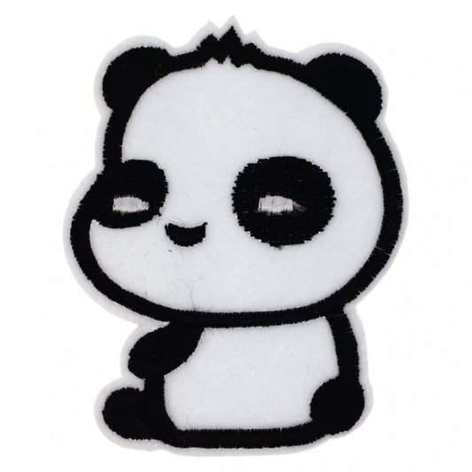 Petic textil, Patch brodat, Urs Panda, NO3409, 5.9 x 6.5 cm, Alb / Negru