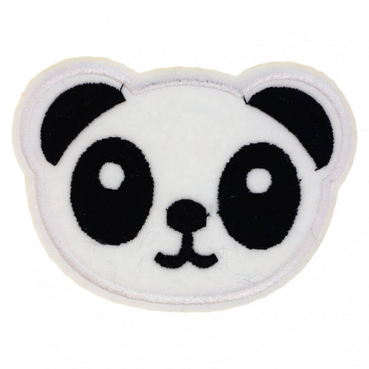 Petic textil, Patch brodat, Urs Panda, NO535, 6 x 8.3 cm, Alb / Negru