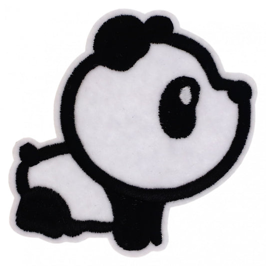 Petic textil, Patch brodat, Urs Panda, NO816, 7.5 x 8 cm, Alb / Negru