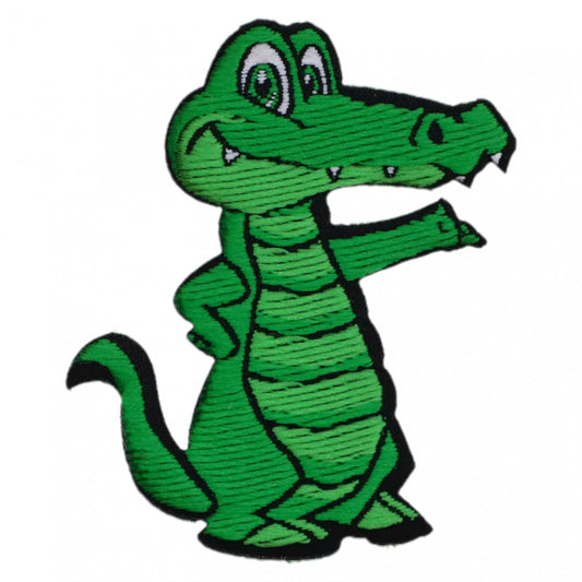 Petic textil, Patch textil brodat, Crocodil, NO941, 4.5 x 5.5 cm, Verde