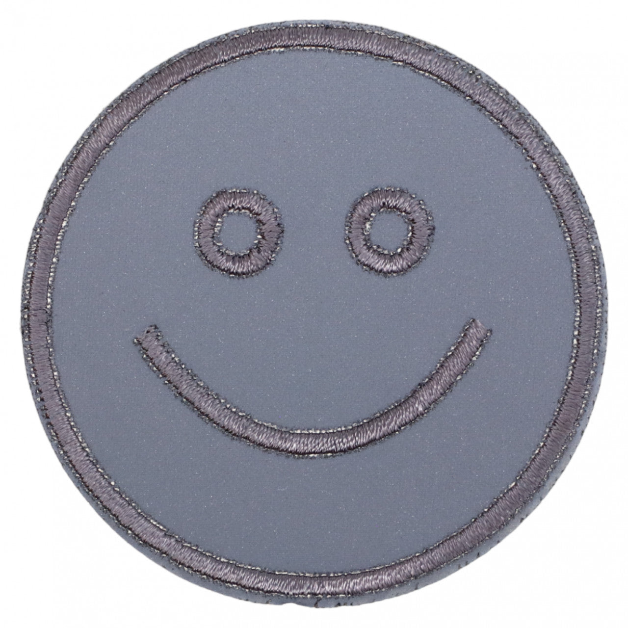 Petic textil, Patch textil brodat, Smile, NO698, 6.2 cm, Gri