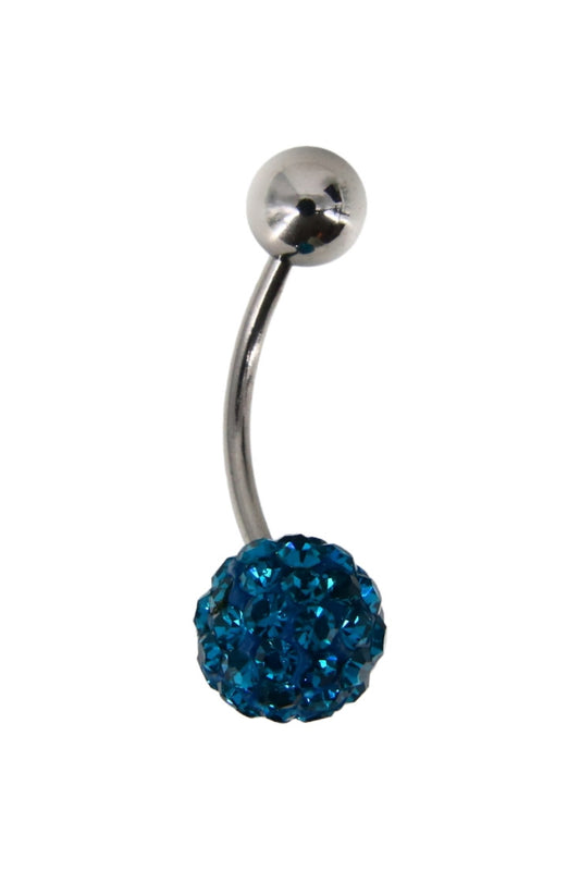 Piercing buric, zirconiu, 0.8 x 2.3 cm, NO858, Albastru