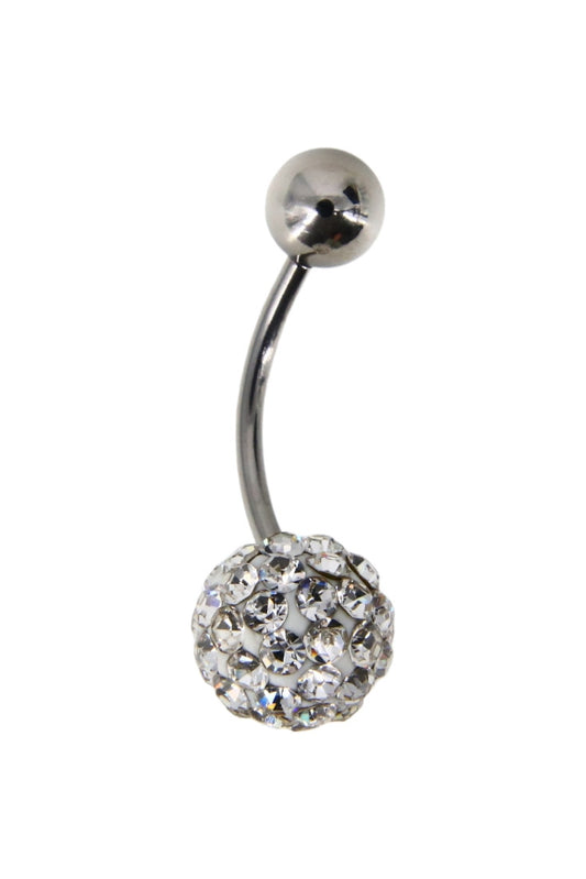 Piercing buric, zirconiu, 0.8 x 2.3 cm, NO859, Alb
