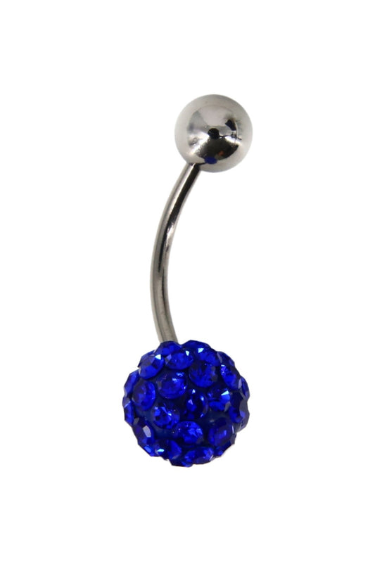 Piercing buric, zirconiu, 0.8 x 2.3 cm, NO860, Albastru