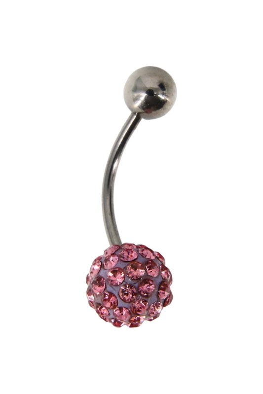 Piercing buric, zirconiu, 0.8 x 2.3 cm, NO862, Roz