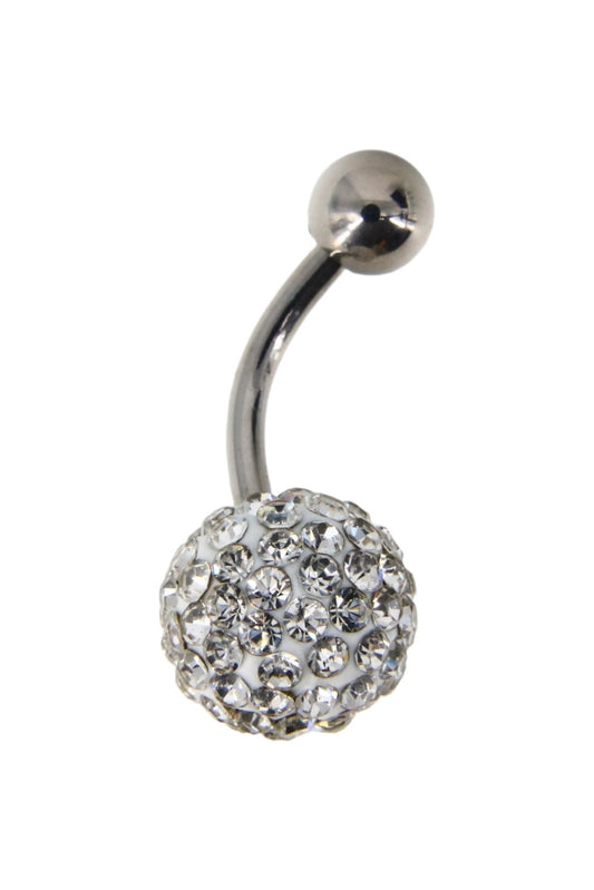 Piercing buric, zirconiu, 1 x 2.3 cm, NO868, Alb