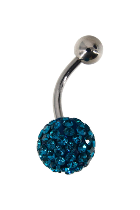 Piercing buric, zirconiu, 1 x 2.3 cm, NO871, Albastru