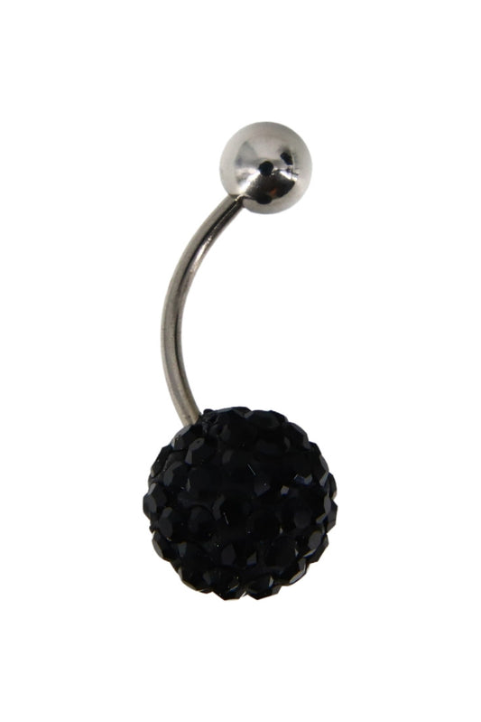 Piercing buric, zirconiu, 1 x 2.3 cm, NO873, Negru