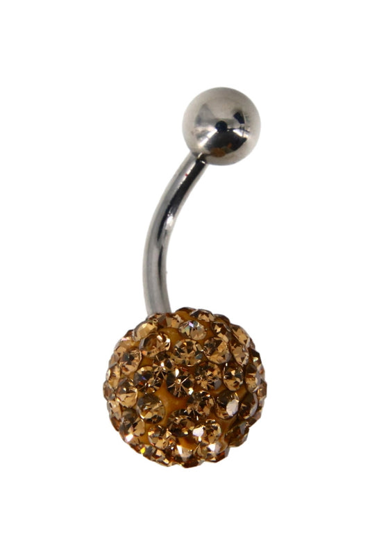 Piercing buric, zirconiu, 1 x 2.3 cm, NO875, Auriu