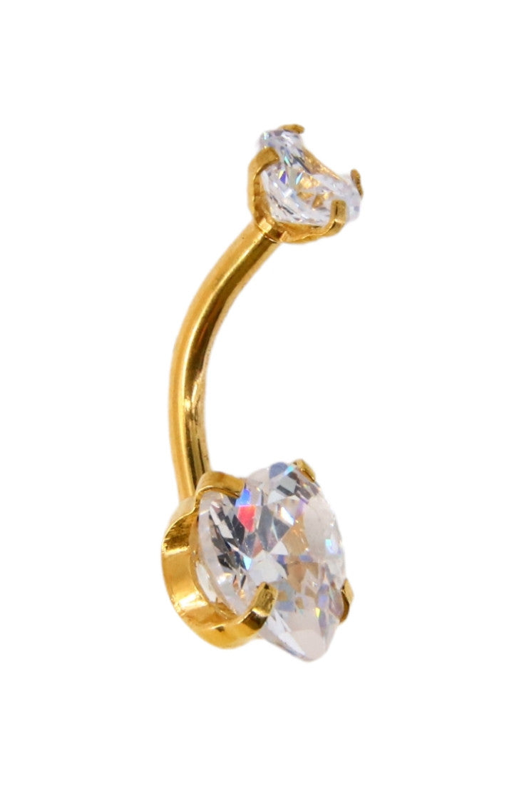 Piercing buric, zirconiu, inima, 2 cm, NO877, Auriu