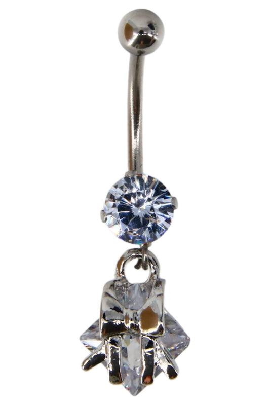 Piercing dama buric, inox, zirconiu, 3.2 cm, Funda, NO556, Argintiu