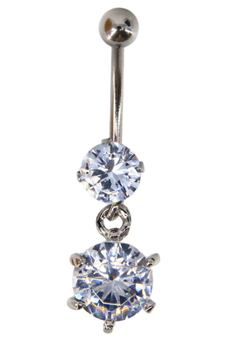 Piercing dama buric, inox, zirconiu, 3.5 cm, Lacrima, NO527, Argintiu