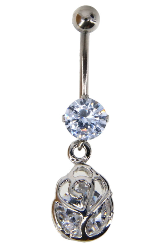 Piercing dama buric, inox, zirconiu, 3.5 cm, NO529, Argintiu