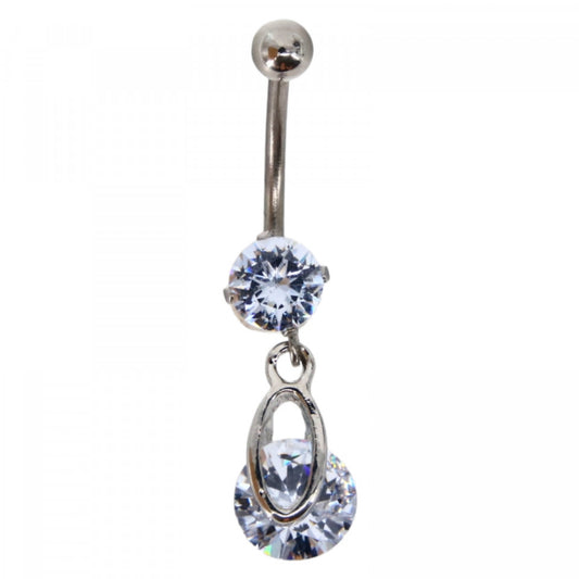 Piercing dama buric, inox, zirconiu, 3.5 cm, NO5995, Argintiu