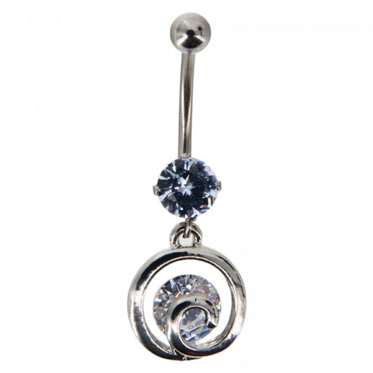 Piercing dama buric, inox, zirconiu, 3.5 cm, NO5999, Argintiu
