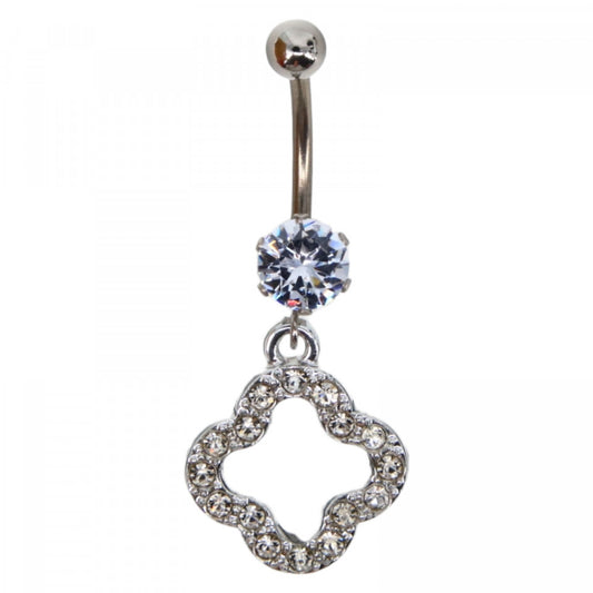 Piercing dama buric, inox, zirconiu, 3.5 cm, NO6000, Argintiu