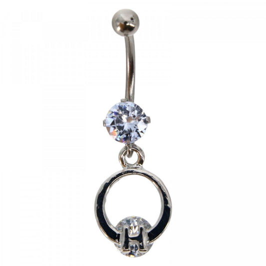 Piercing dama buric, inox, zirconiu, inel, 3.5 cm, NO5993, Argintiu