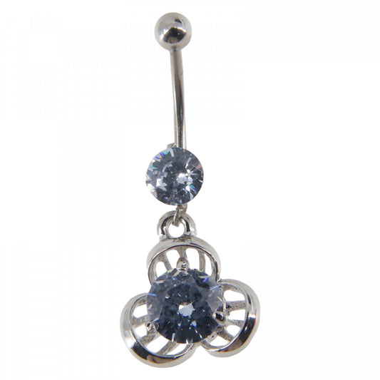 Piercing dama buric, inox, zirconiu, NO7722, 3.5 x 1.4 cm, Argintiu