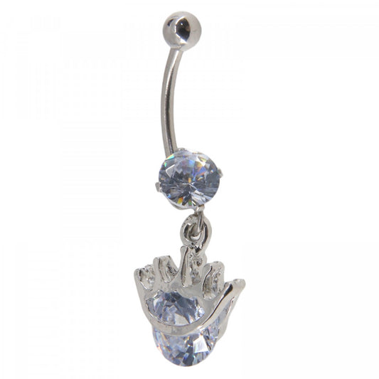 Piercing dama buric, inox, zirconiu, NO7723, 3.5 x 1.1 cm, Argintiu
