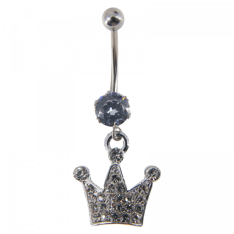 Piercing dama buric, inox, zirconiu, NO7724, 3.7 x 1 cm, Argintiu