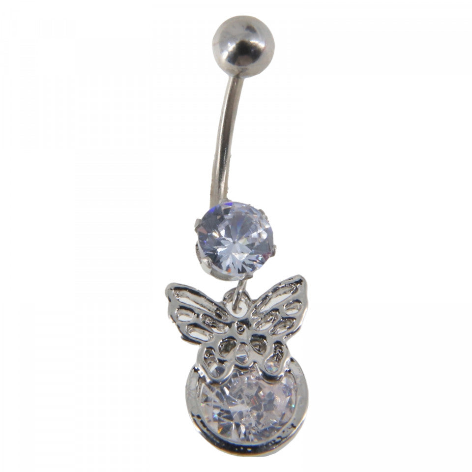 Piercing dama buric, inox, zirconiu, NO7725, 3.5 x 1.1 cm, Argintiu